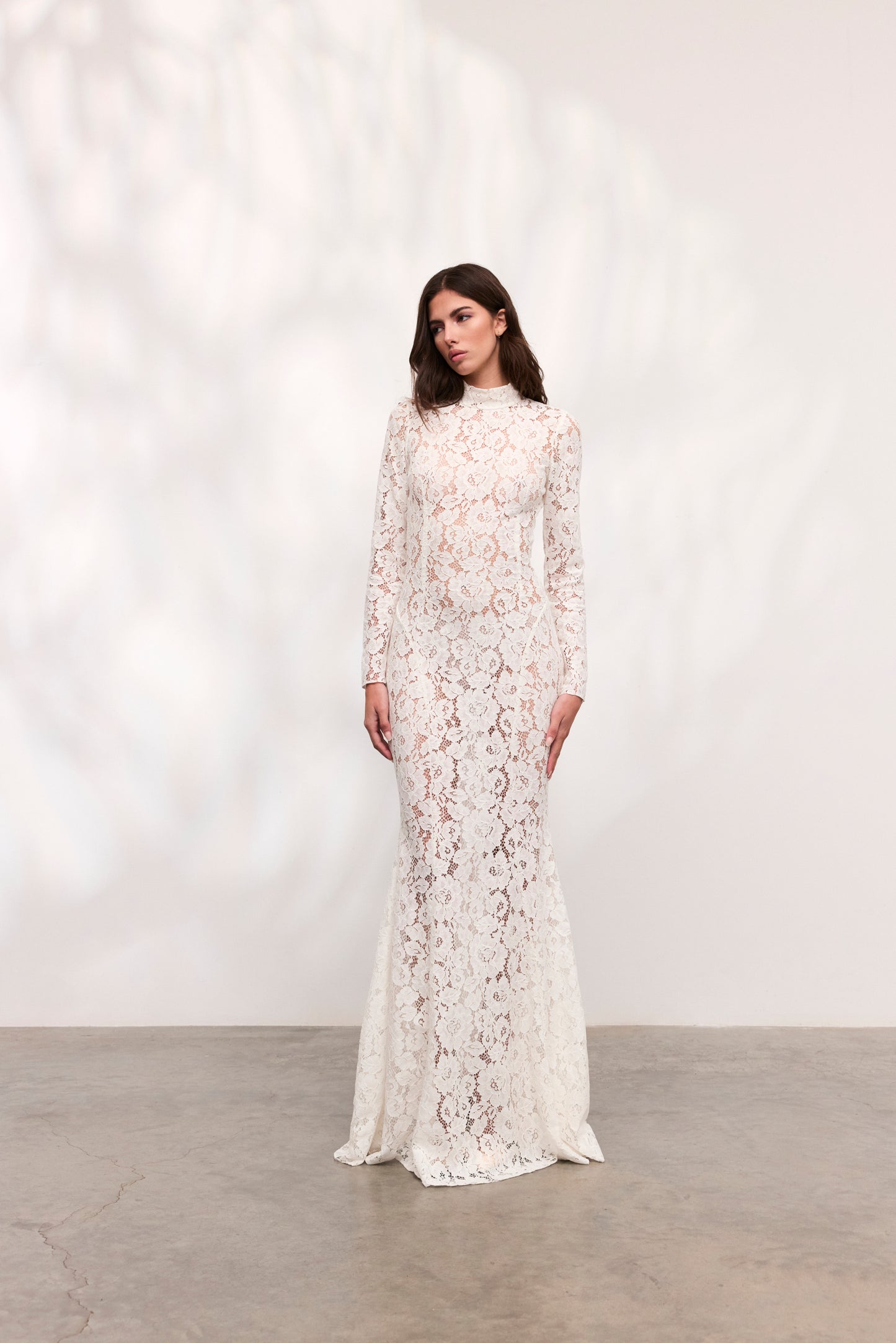 Rochie Alessia lunga din dantela alba