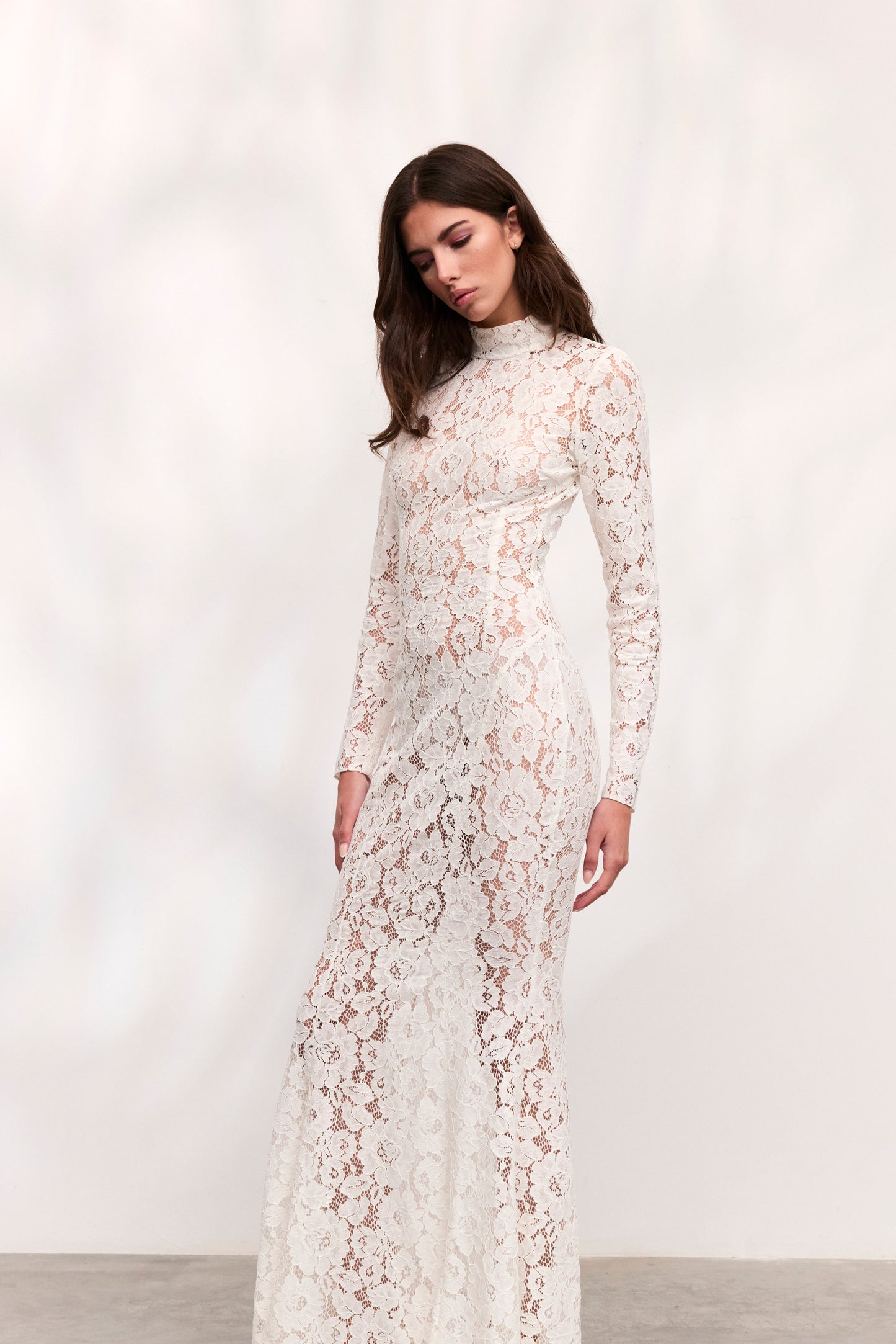 Rochie Alessia lunga din dantela alba