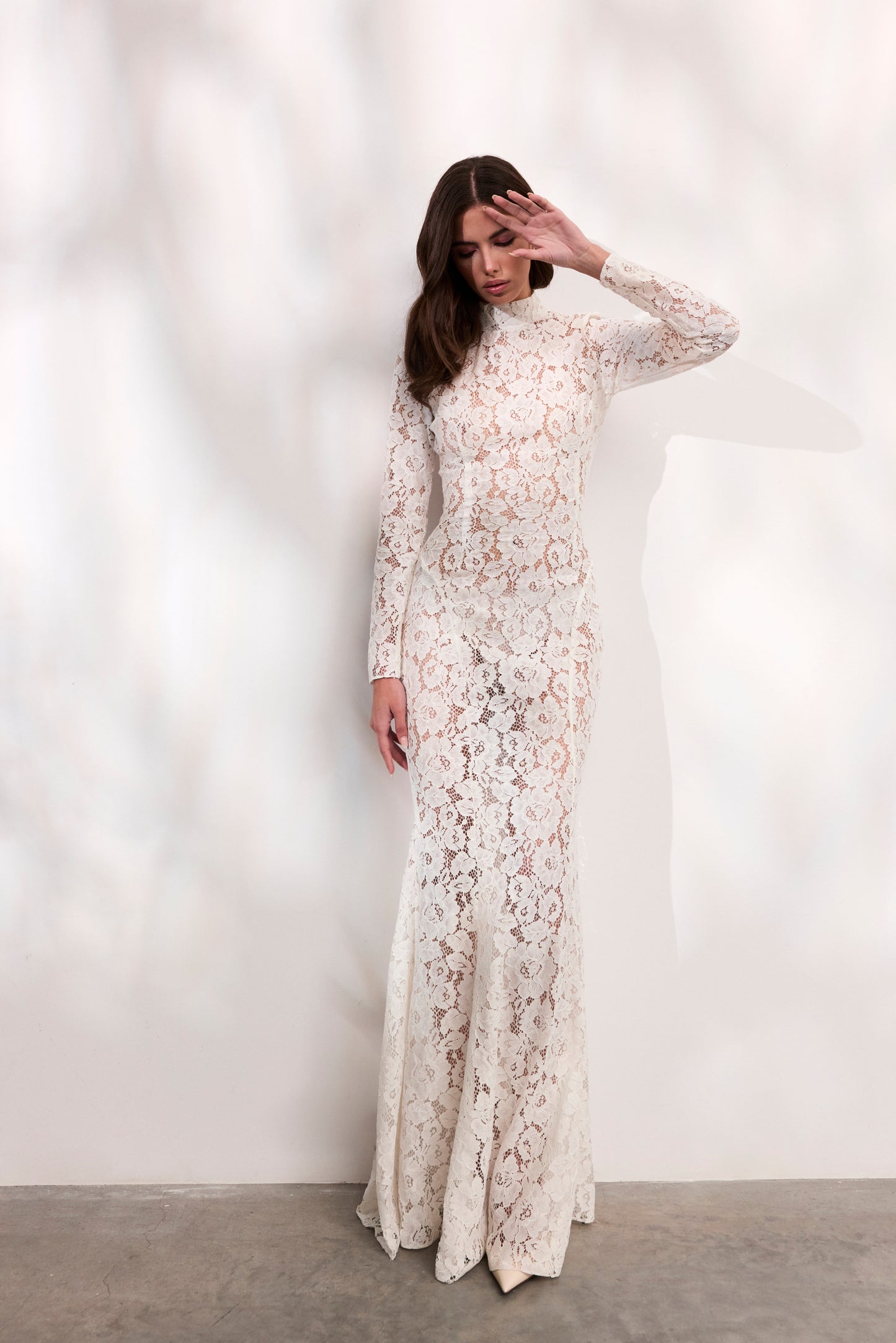 Rochie Alessia lunga din dantela alba