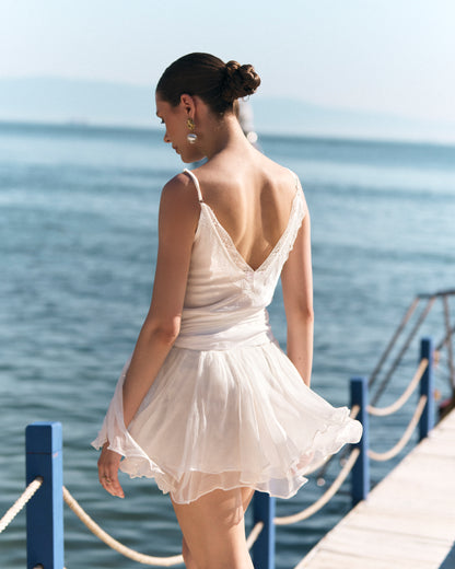 Fusta Scurta Dolce din matase alba
