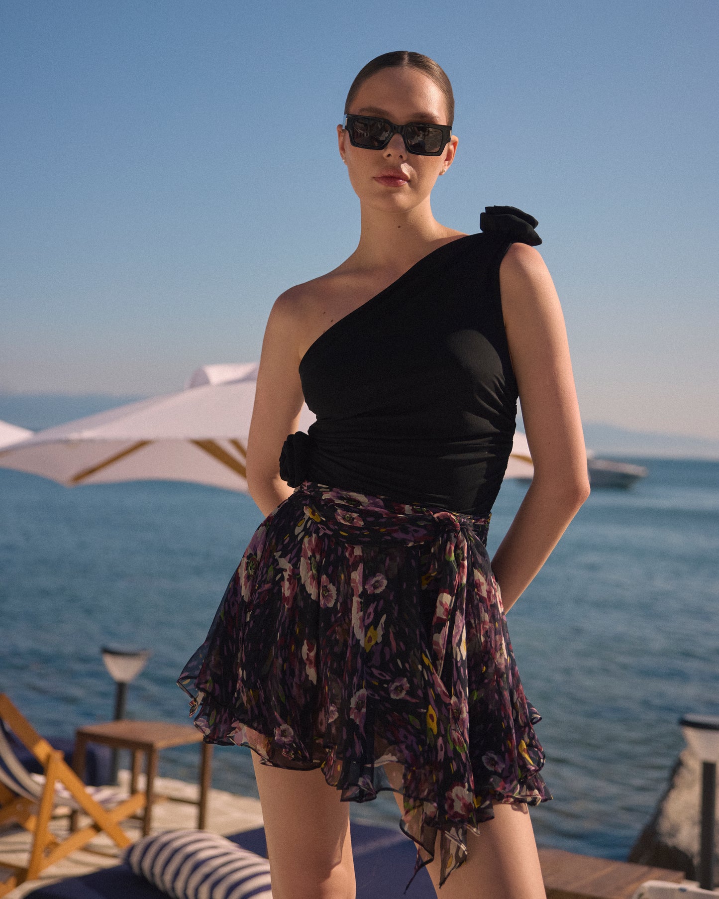 Fusta mini Dolce din matase florala