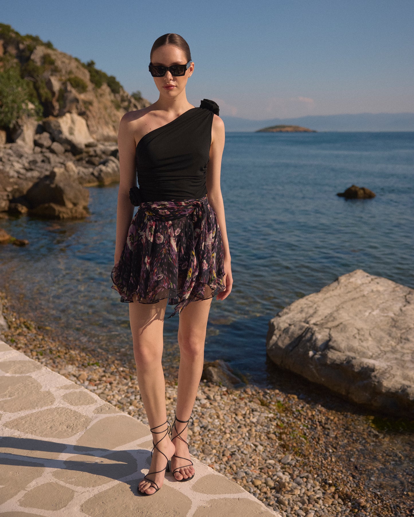 Fusta mini Dolce din matase florala