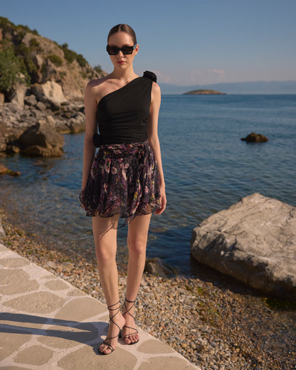 Fusta mini Dolce din matase florala