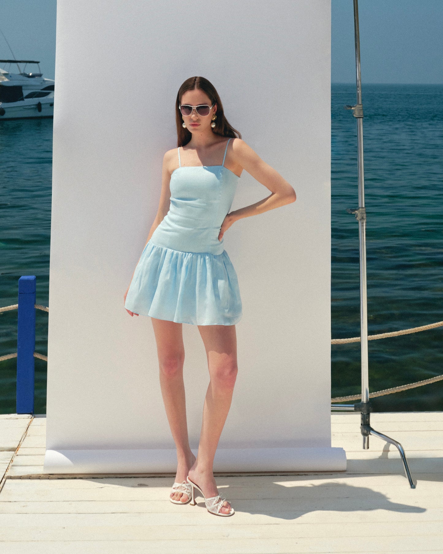 Rochie Scurta Volare din in albastru