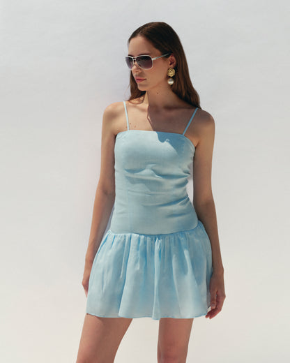 Rochie Scurta Volare din in albastru