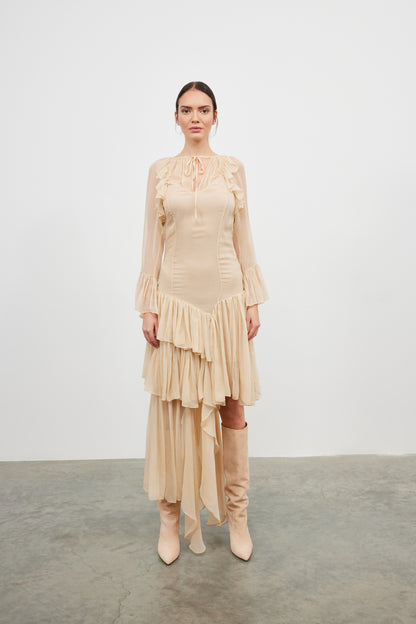 Rochie L'Odyssee din matase bej