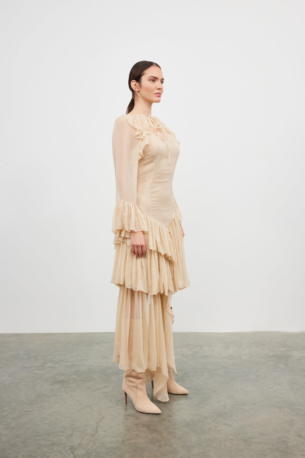 Rochie L'Odyssee din matase bej
