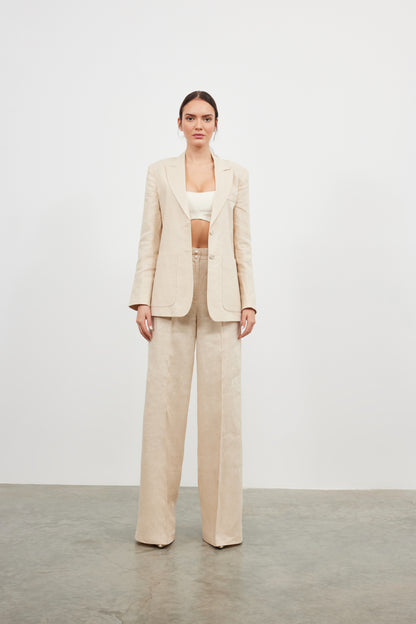 Pantalon Riviera din in bej