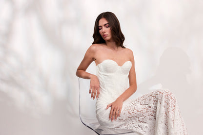 Fusta Freesia lunga din dantela alba