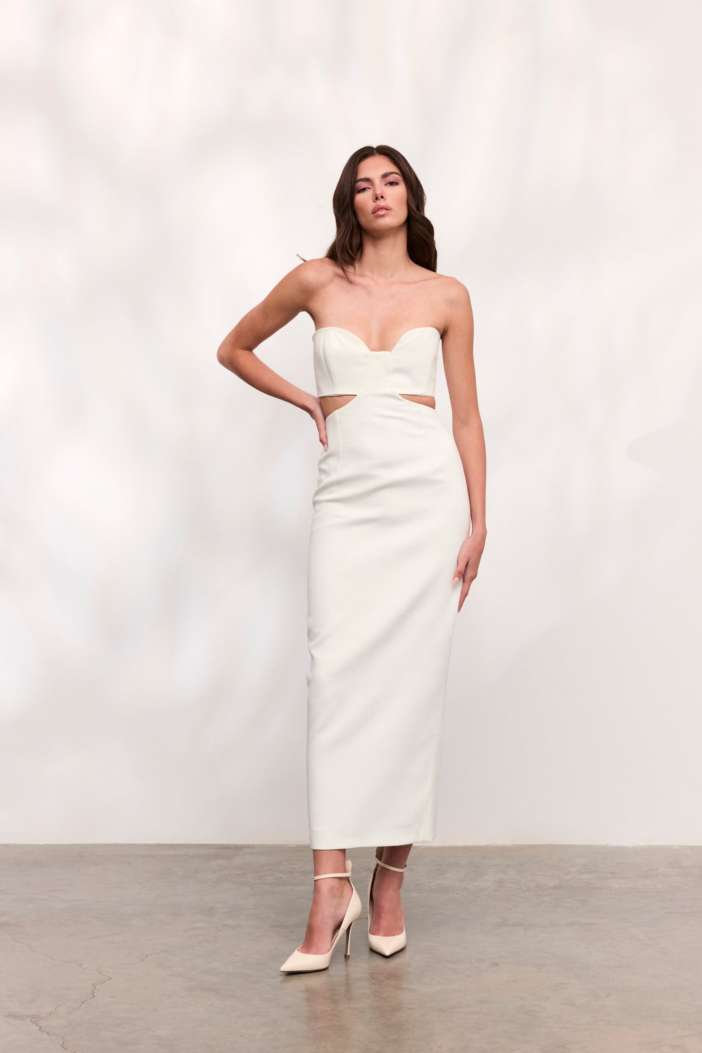 Rochie Paloma lunga din crep alb