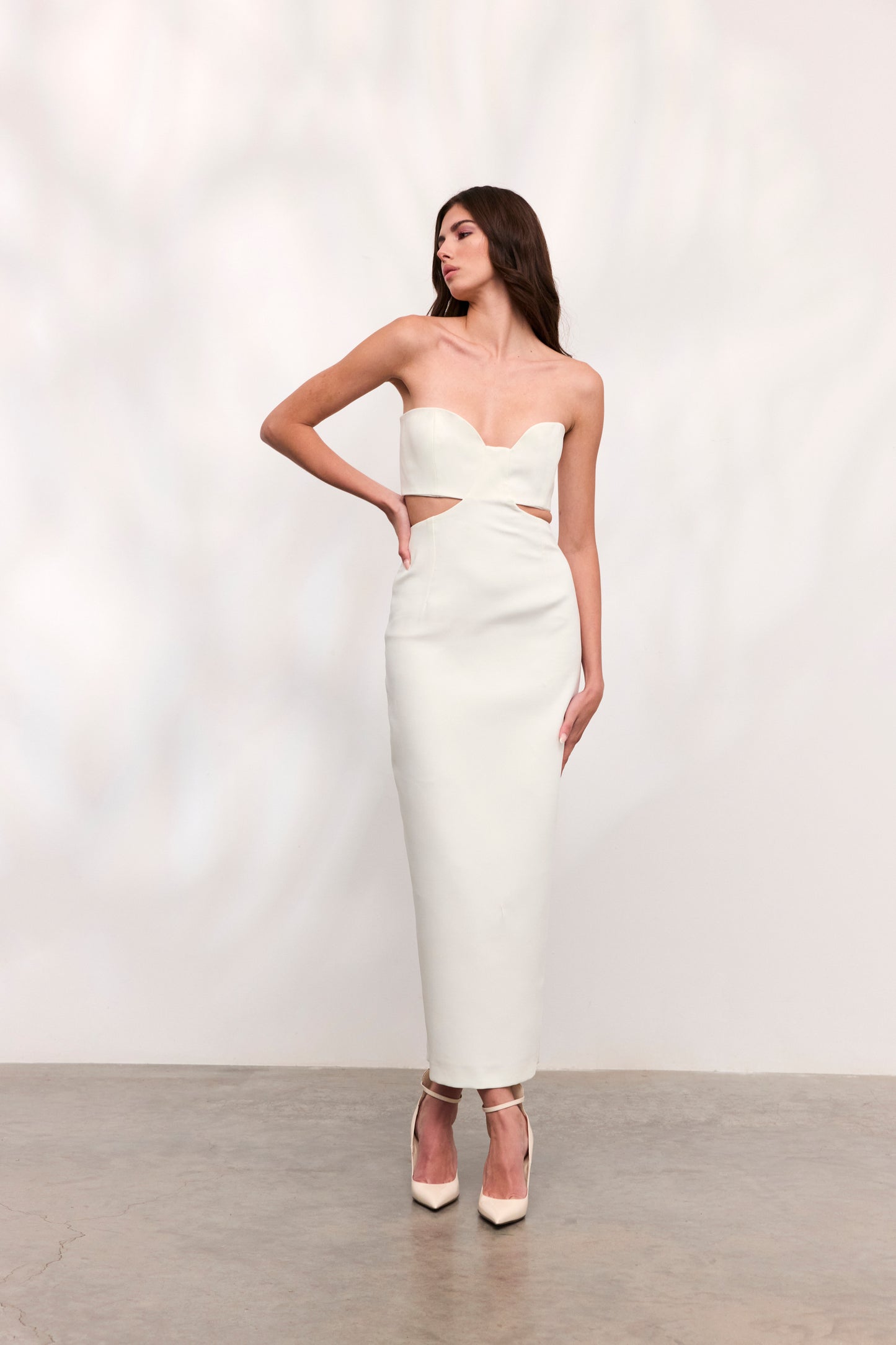 Rochie Paloma lunga din crep alb