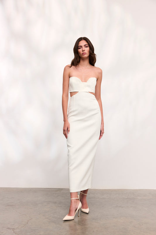 Rochie Paloma lunga din crep alb