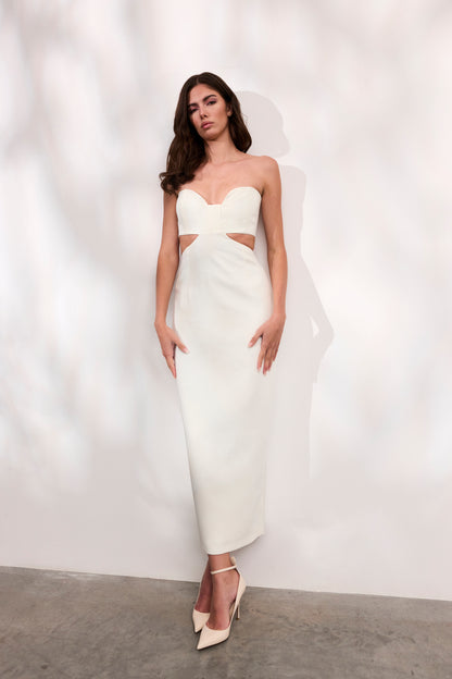 Rochie Paloma lunga din crep alb