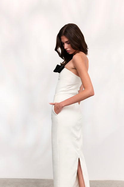 Rochie Elenia lunga din crep alb