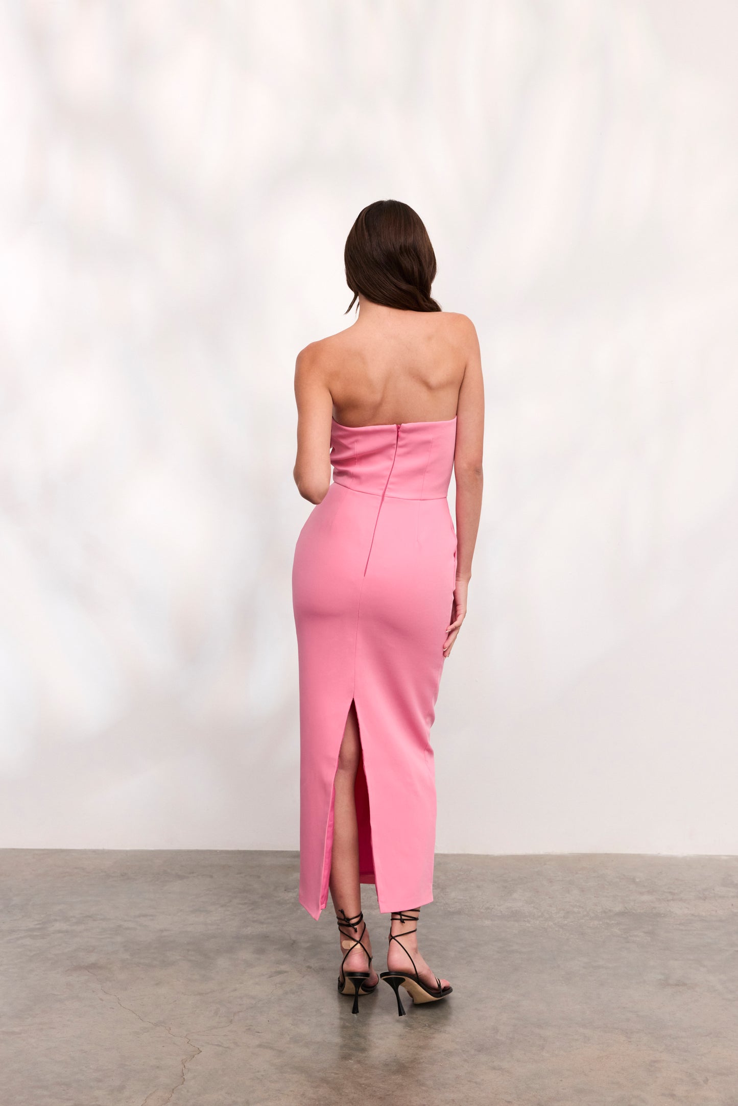 Rochie Elenia lunga din crep roz