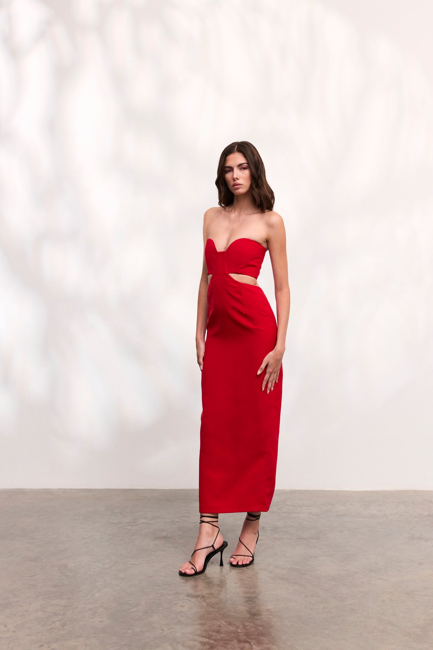 Rochie Paloma lunga din crep rosu