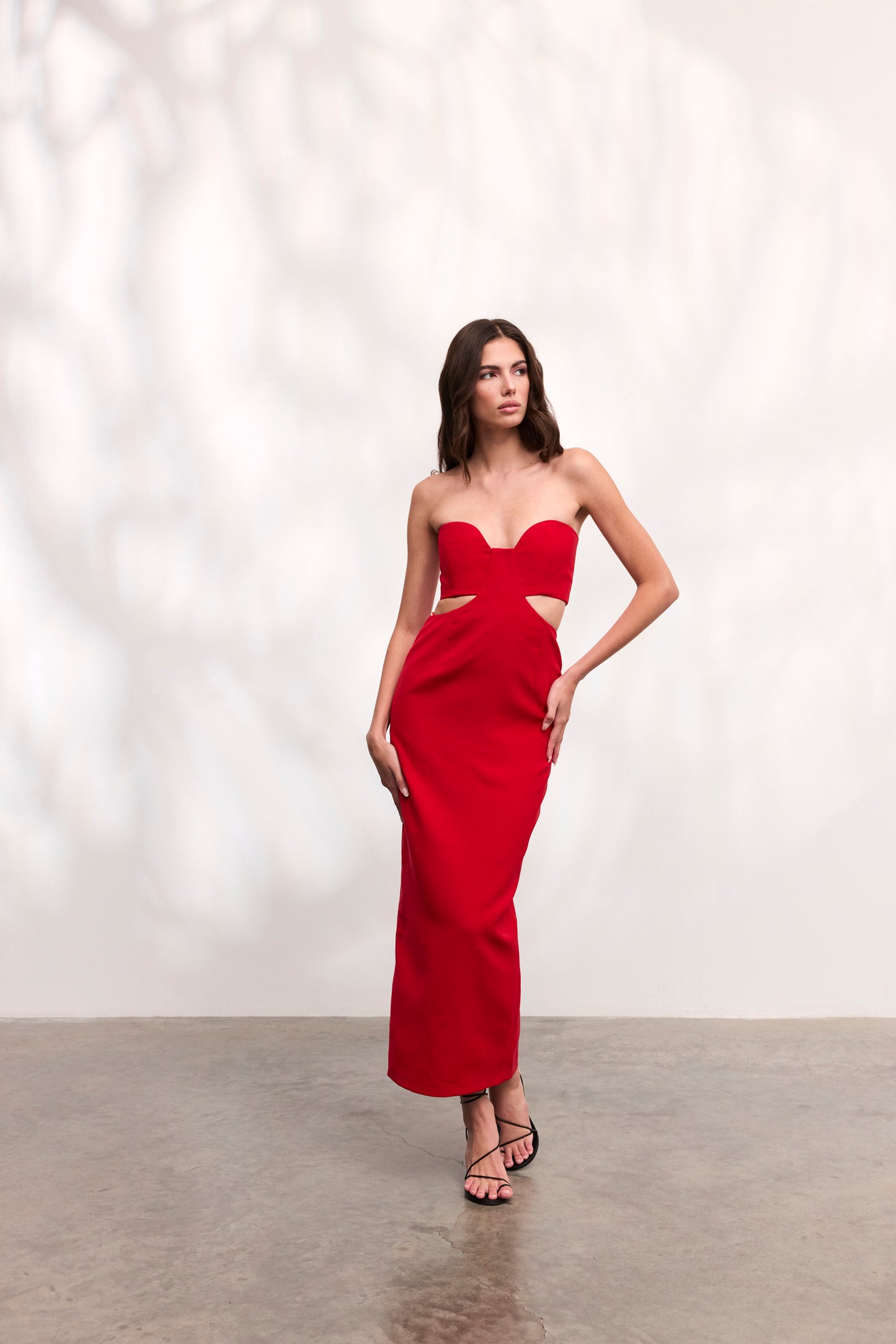 Rochie Paloma lunga din crep rosu