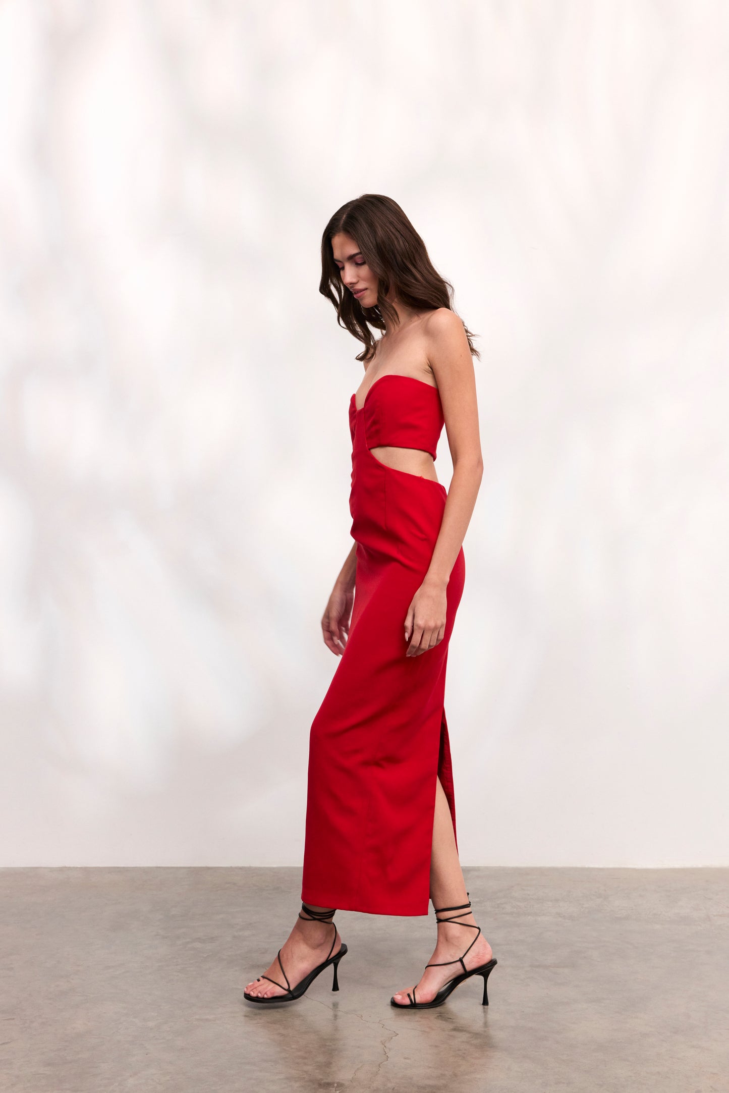 Rochie Paloma lunga din crep rosu