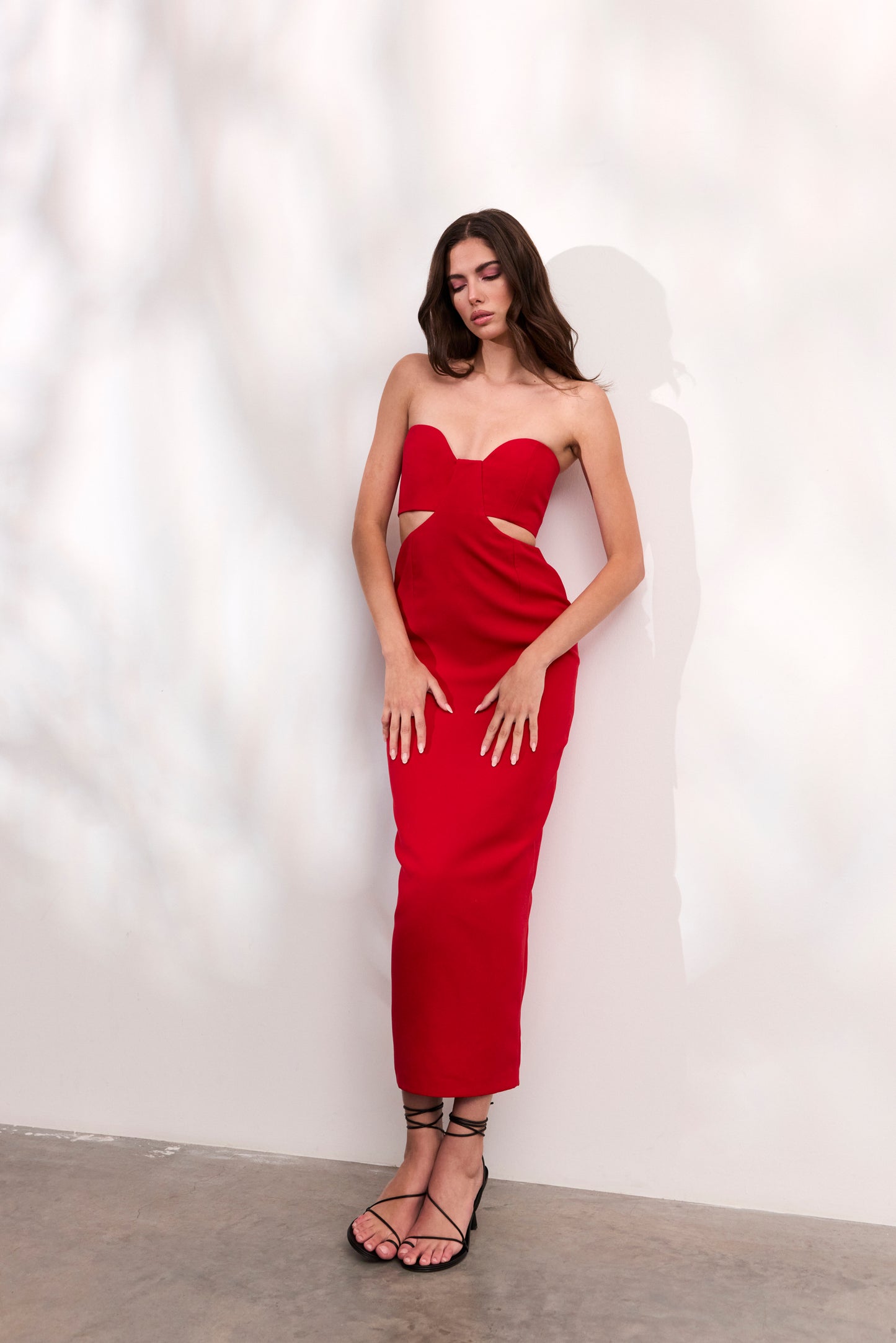 Rochie Paloma lunga din crep rosu