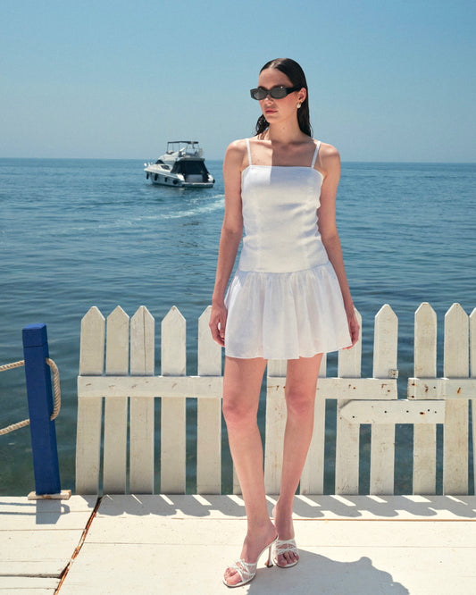 Rochie Scurta Volare din in alb