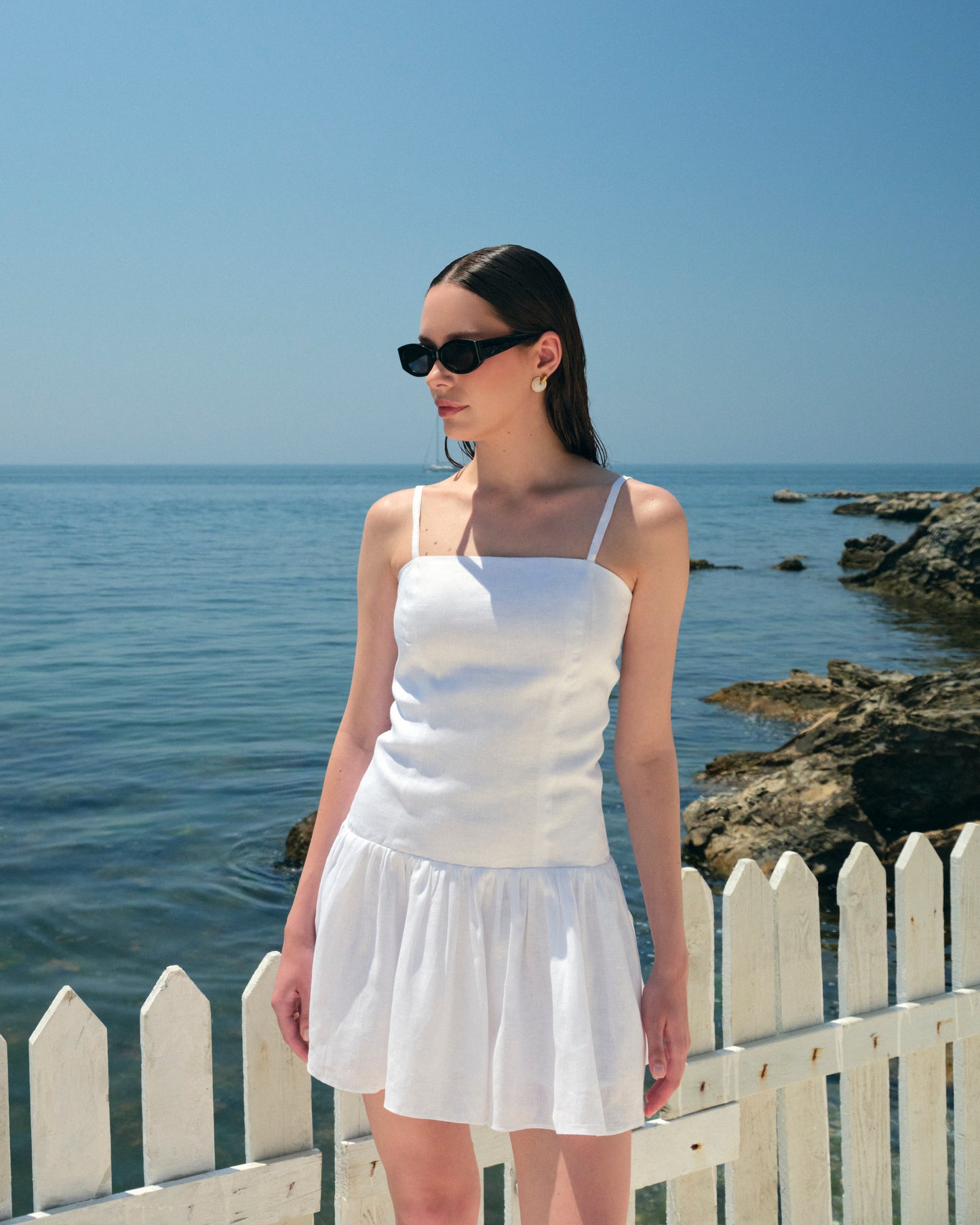 Rochie Scurta Volare din in alb