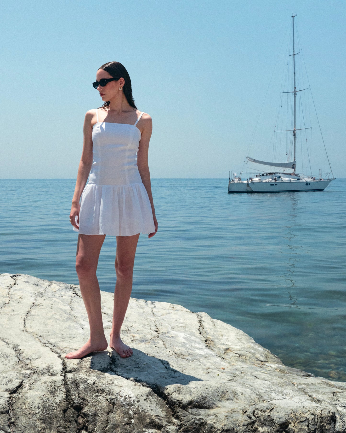 Rochie Scurta Volare din in alb
