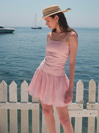 Rochie Mini Vola din in roz