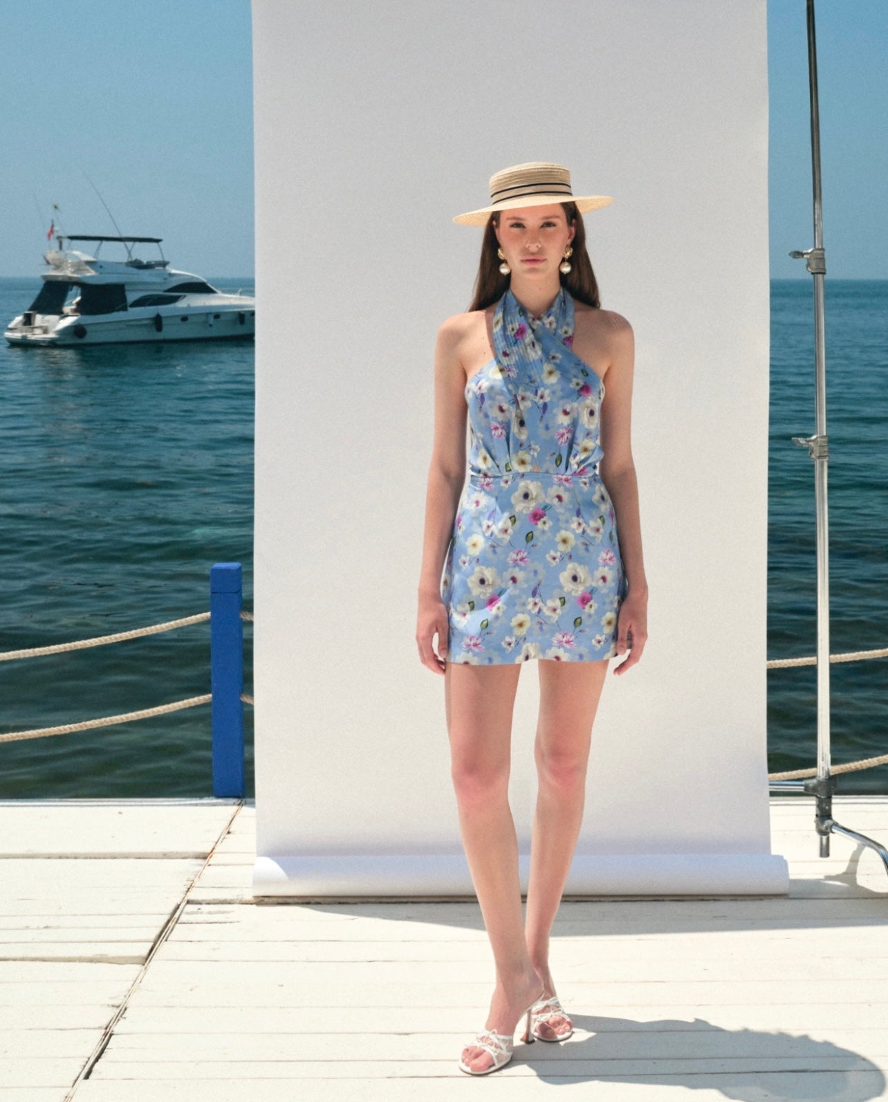 Rochie Daisy din matase florala cu esarfe