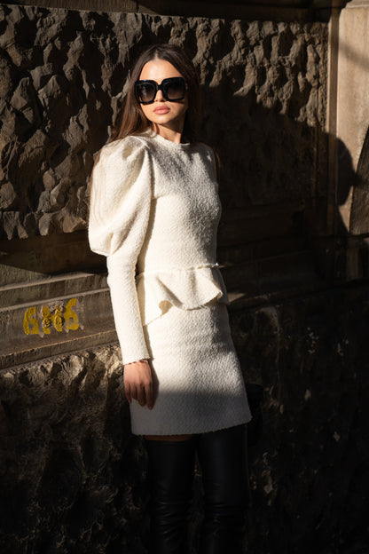 Top Anemone din Lana Alba
