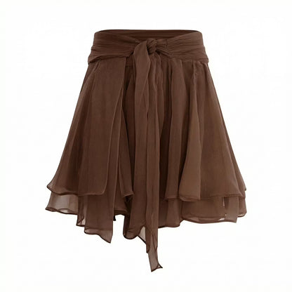 Fusta Dolce scurta din matase maro