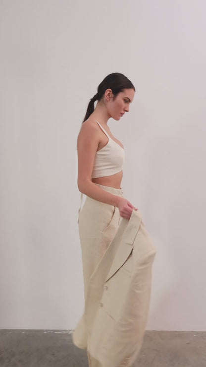 Pantalon Riviera din in bej