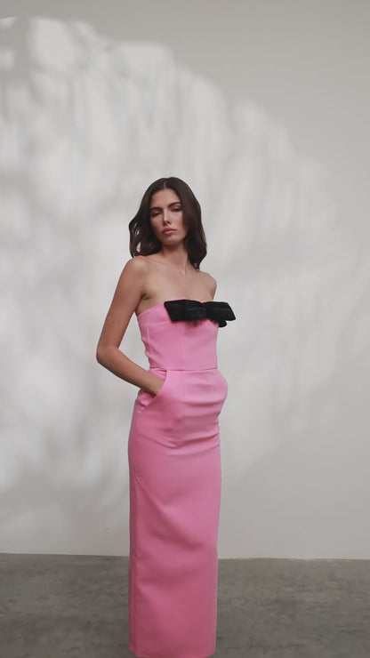 Rochie Elenia lunga din crep roz