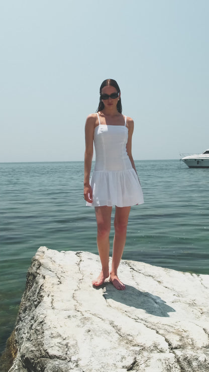 Rochie Scurta Volare din in alb