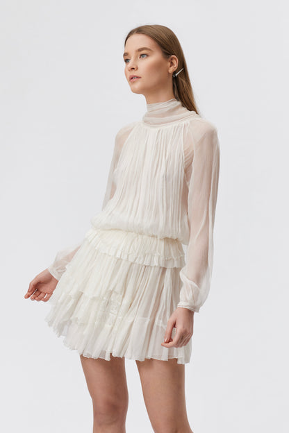 Rochie Scurta Alinka din Matase Alba