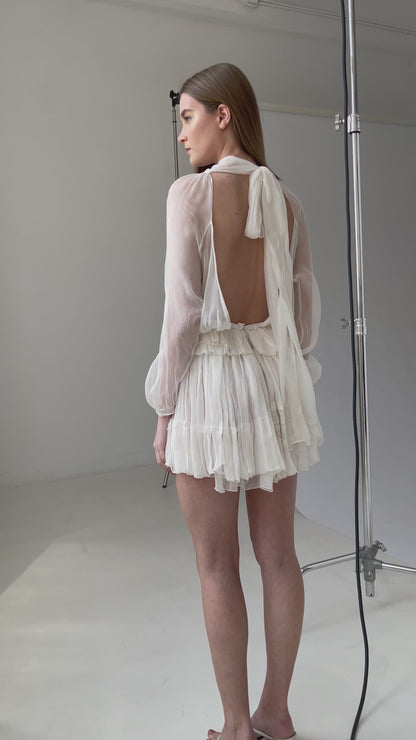 Rochie Scurta Alinka din Matase Alba